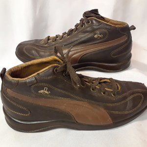 Men's Vintage Puma Rudolf Dassler Sz 10 Brown Leather Chukka Boots Pre-owned